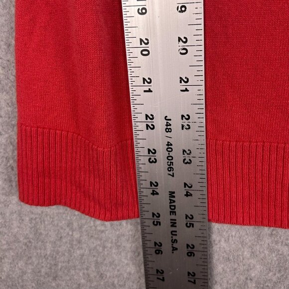 Talbots Sweater Women's Large Red Cashmere Blend Pullover Tie Cuff Preppy Casual - Picture 3 of 10